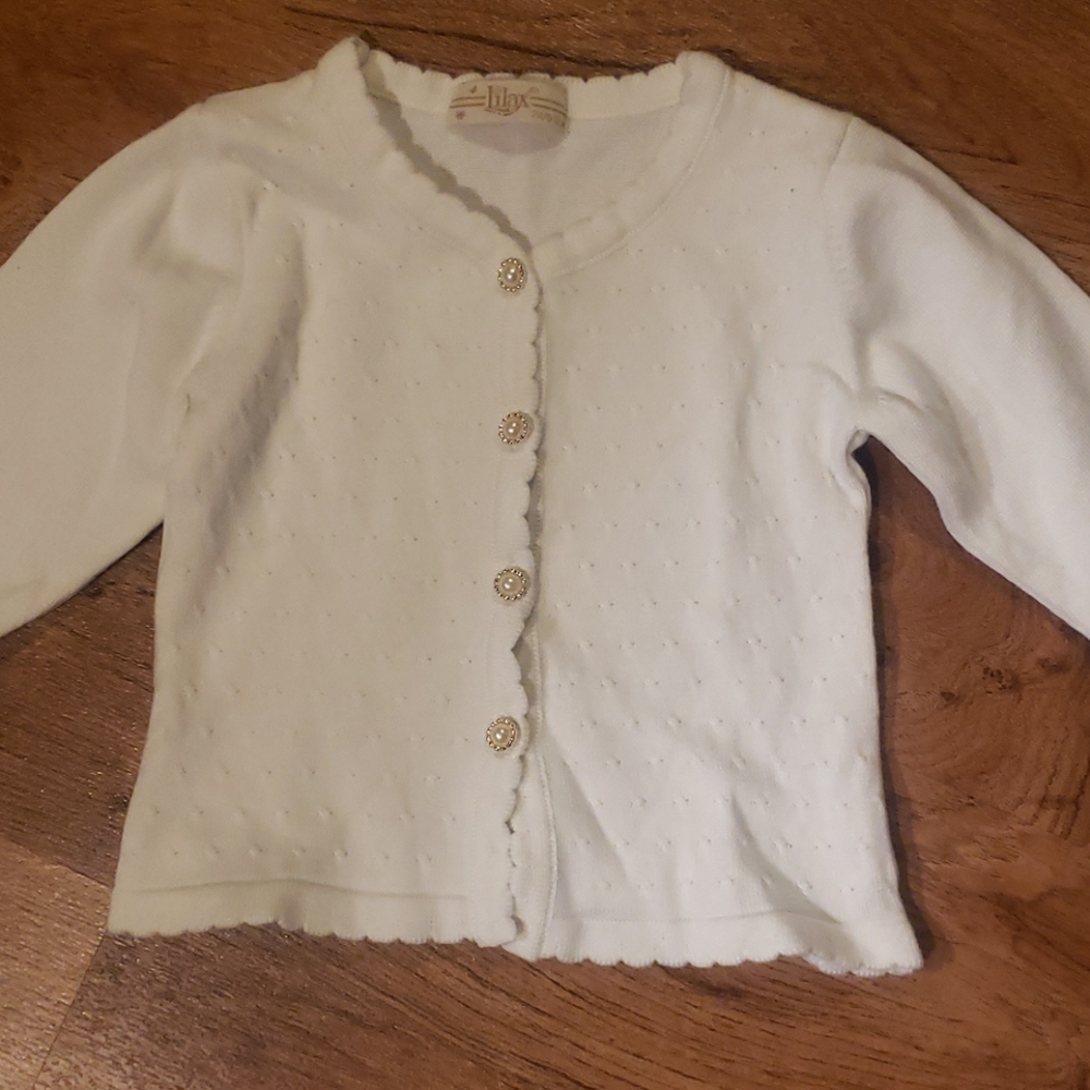 Lilax girls 9-12months sweater button front cream